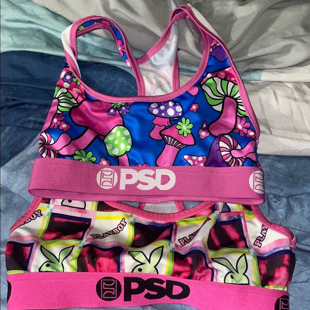 PSD Colorful Mushroom and Butterfly Sports Bra Set
